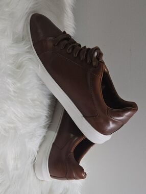 Men's Brown Leather Low-Top Sneakers by